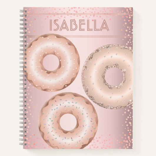 Carnet Parties scintillant rose vif beignets nom moderne  (Devant)