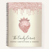 Carnet Parties scintillant roses gouttes de fraise Confec (Devant)