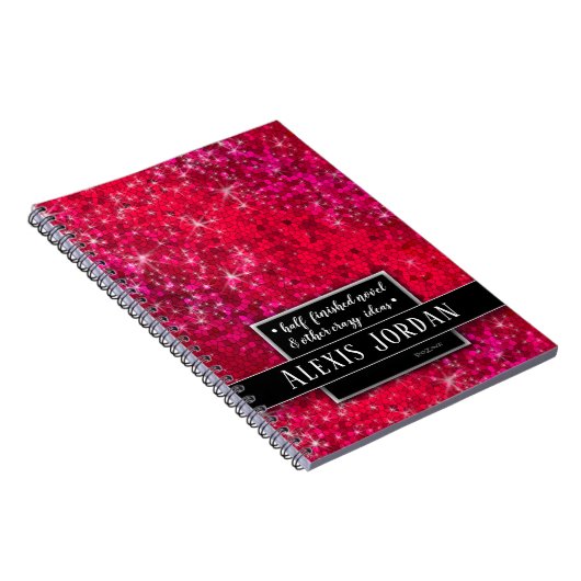 Carnet Parties scintillant rouge éclaboussures noir blanc (Côté Droit)