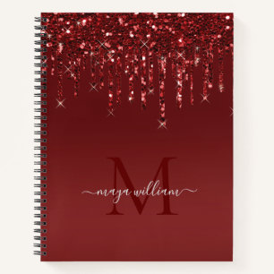 Carnet Parties scintillant Rouge Lecteurs Monogramme Pers
