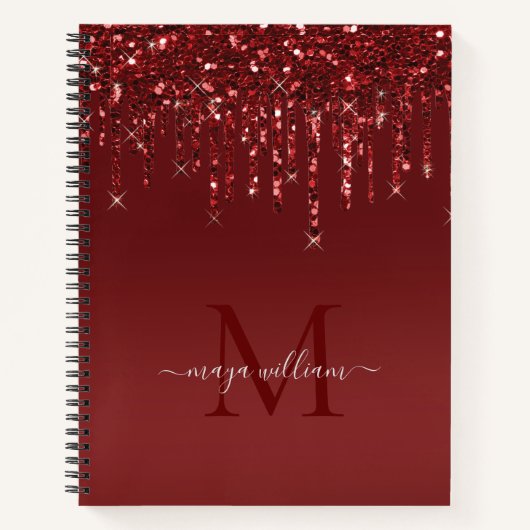 Carnet Parties scintillant Rouge Lecteurs Monogramme Pers (Devant)