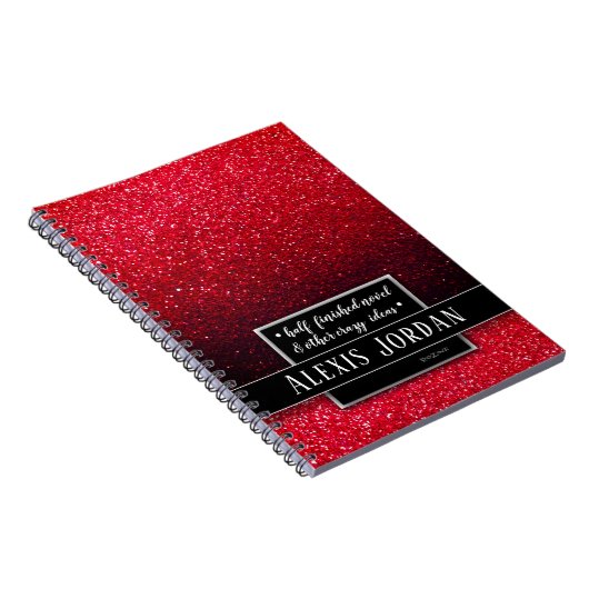 Carnet Parties scintillant rouge Ombre éclaboussures noir (Côté Droit)