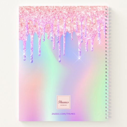 Carnet Parties scintillant Sketchbook gouttes holographiq (Dos)