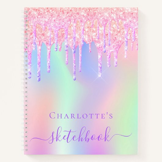 Carnet Parties scintillant Sketchbook gouttes holographiq (Devant)