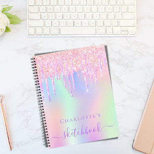 Carnet Parties scintillant Sketchbook gouttes holographiq
