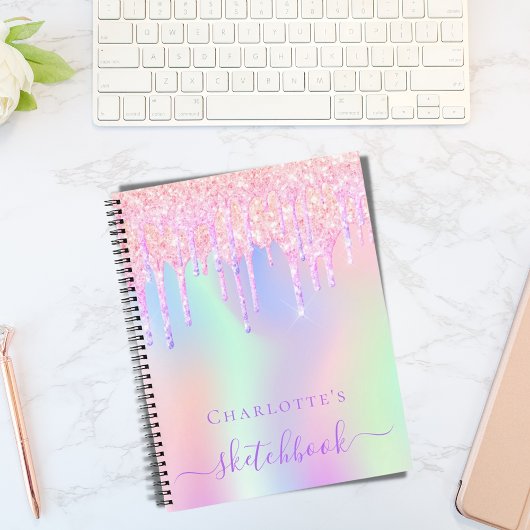 Carnet Parties scintillant Sketchbook gouttes holographiq