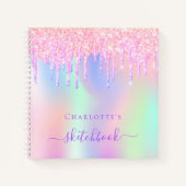 Carnet Parties scintillant Sketchbook gouttes holographiq (Devant)