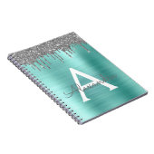 Carnet Parties scintillant Turquoise argentée en métal br (Côté Droit)