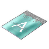 Carnet Parties scintillant Turquoise argentée en métal br (Côté gauche)