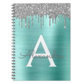 Carnet Parties scintillant Turquoise argentée en métal br (Devant)