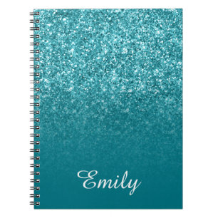 Carnet Parties scintillant turquoise et Ombre personnalis