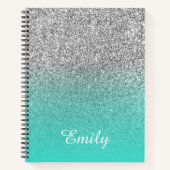 Carnet Parties scintillant Turquoise et Silver Ombre pers (Devant)