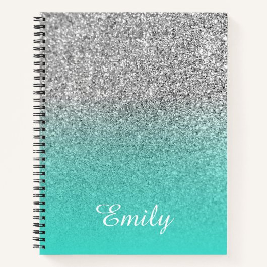 Carnet Parties scintillant Turquoise et Silver Ombre pers (Devant)