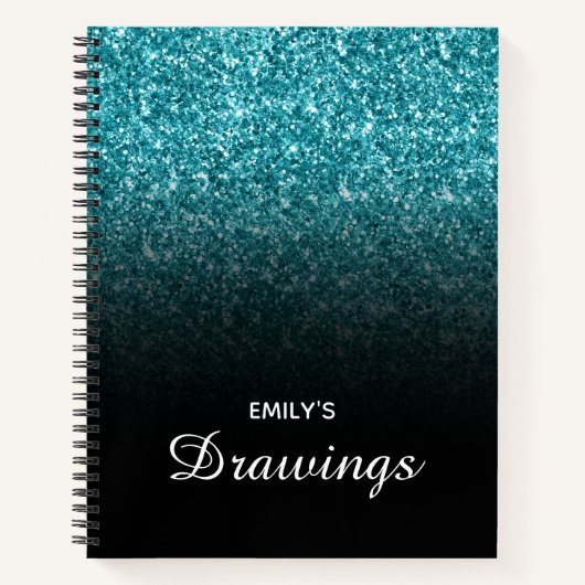 Carnet Parties scintillant turquoise noir Ombre dessin pe (Devant)