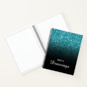 Carnet Parties scintillant turquoise noir Ombre dessin pe (Intérieur)