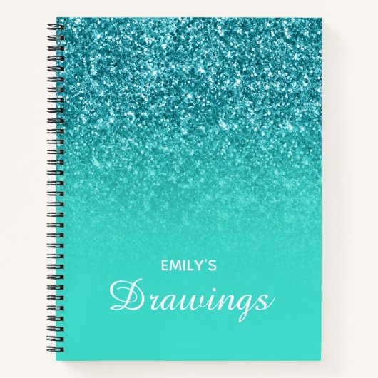 Carnet Parties scintillant turquoise Turquoise Ombre Dess (Devant)