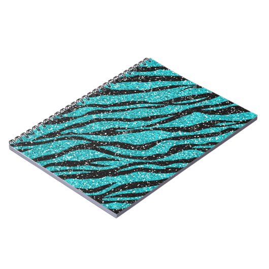 Carnet Parties scintillant turquoise Zebra Print (Côté gauche)