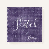 Carnet Parties scintillant violet Élégant Script Votre no (Devant)