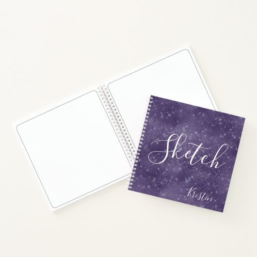 Carnet Parties scintillant violet Élégant Script Votre no (Intérieur)