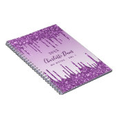 Carnet Parties scintillant violet gouttes violet monogram (Côté Droit)
