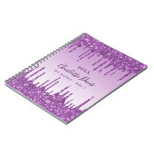 Carnet Parties scintillant violet gouttes violet monogram (Côté gauche)