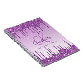 Carnet Parties scintillant violet gouttes violet monogram (Côté Droit)
