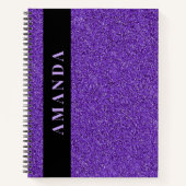 Carnet Parties scintillant violet moderne Nom vertical (Devant)