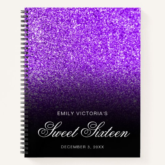 Carnet Parties scintillant violet noir Ombre Sweet sixtee (Devant)