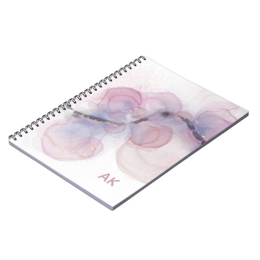 Carnet Parties scintillant violet rose minimale Monogramm (Côté gauche)