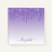 Carnet Parties scintillant violette à script moderne et t (Devant)