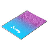 Carnet Parties scintillant violette et Aqua Blue Ombre (Côté gauche)