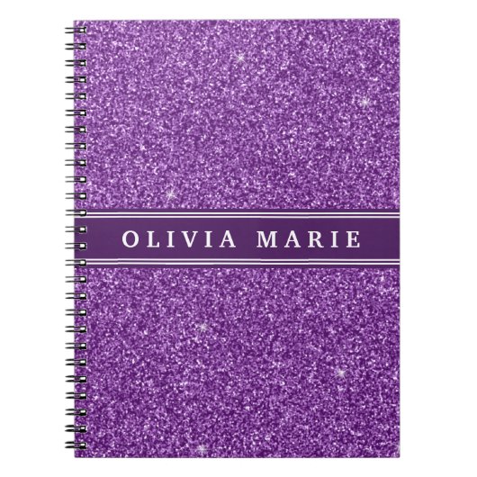 Carnet Parties scintillant violette (faux) Nom personnali (Devant)