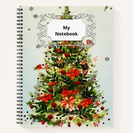 Carnet Parties scintillant Winter Deer Forest Rose Floral (Devant)