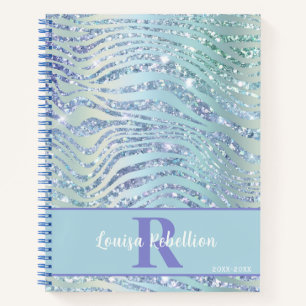 Carnet Parties scintillant Zèbre de Tigre Vert Bleu