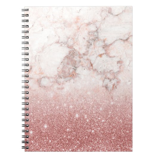 Carnet Parties scintillantes roses Ombre de marbre blanc (Devant)