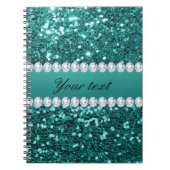 Carnet Parties scintillantes turquoises chics et diamants (Devant)