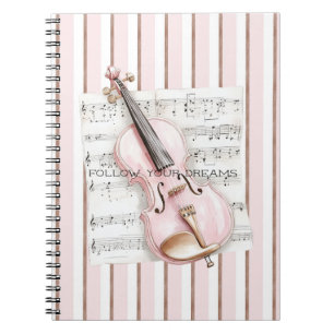 Carnet Partition de Violon Rose