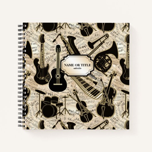 Carnet Partition et instruments Black/Gold ID481 (Devant)