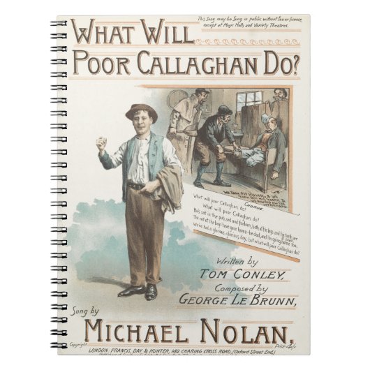 Carnet Partition vintage Plaque de chanson Pauvre Callagh (Devant)