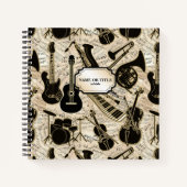 Carnet Partitions et instruments Noir/Or ID481 (Devant)