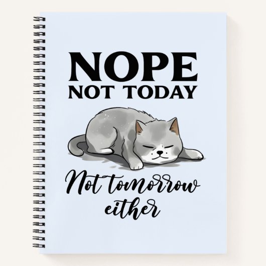 Carnet Pas aujourd'hui, pas demain - Chat endormi (Devant)