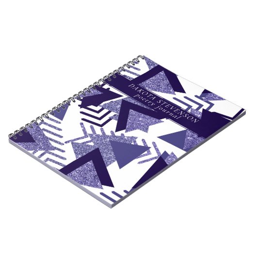 Carnet Passion violette cool | Monogramme des formes Abst (Côté gauche)