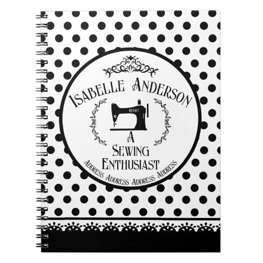 Carnet Passionné de couture Noir Blanc (Devant)