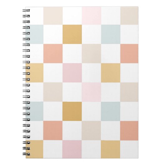 Carnet Pastel À damiers Summer Retro Motif coloré (Devant)