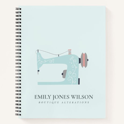 CARNET PASTEL AQUA BLEU BLUSH ROSE SEWING MACHINE TAILEUR (Devant)