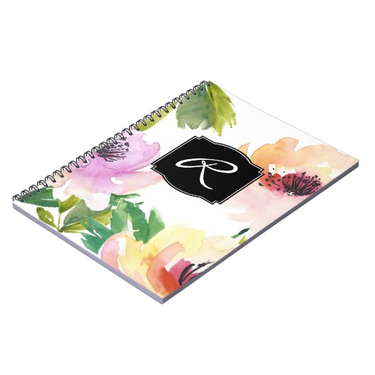 Carnet Pastel Aquarelle Floral Monogramme (Côté gauche)