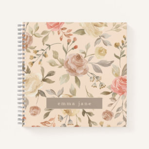 Carnet Pastel aquarelle nom floral personnalisé