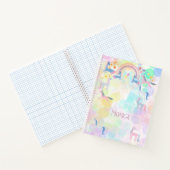 Carnet Pastel arc-en-ciel aquarelle licorne enfants (Intérieur)