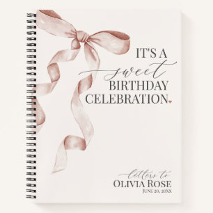 Carnet Pastel Beige Coquette Bow Lettres à fille d'annive