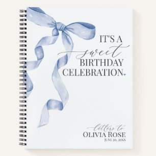 Carnet Pastel Blue Coquette Bow Lettres à fille d'anniver
